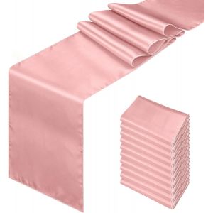 ERYI-Lot De 10 Chemins De Table En Satin Rose De Qualité Supérieure,30.5X274.3 Cm De Long,Pour Tables Rectangulaires Et Rondes,Pour Fêtes D'Anniversaire, Banquets, Fête De Mariage, Remise De Diplôme - Neuf