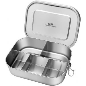 Boîte Bento En Acier Inoxydable 1400ml Grande Boîtes-Repas 5 Compartiments Boîte À Lunch En Métal Boite Pour Le Déjeuner Alimentaires Bento Box Étanches - Neuf