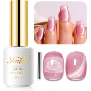 Maa-Vernis Semi Permanent Magnétique, 15ml Rose Cristal Pailleté Cat Eye Vernis Gel Uv Avec Aimant Cateye Gel Nail Polish Holographique Glitter Galaxy Uv Led Vernis À Ongles Gels Nail Kit - Neuf