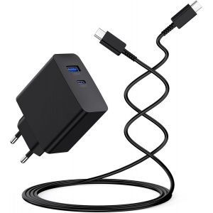 Chargeur Rapide Usb C 65w, Gan Tech Avec 2 Ports Pour I-Pad Pro/Air, I-Phone 15/14/13/12,Samsung Galaxy S24/S23/S22 Tab S9/S8,Huawei,Xiaomi,Google,Macbook,Tablettes,Smartphones,Ordinateurs P[Z2014] - Neuf