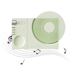 Mini enceinte retro Bluetooth 5.3 avec son HiFi, lecteur MP3, emplacement pour carte TF, affichage de l'heure, decoration de bureau verte - Neuf