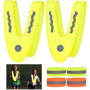 Acdsgd-2 Pcs Gilets De S&eacute;curit&eacute; Pour Enfan Avec 4 Brassards R&eacute;fl&eacute;chissant,Gilet Jaune Enfant Jaune Fluo R&eacute;fl&eacute;chissante &Agrave; Gilet,Gilet Fluo Enfant En Forme De V Avec Sangle De R&eacute;glage,Gilet Haute Visibilit&eacute; - Neuf
