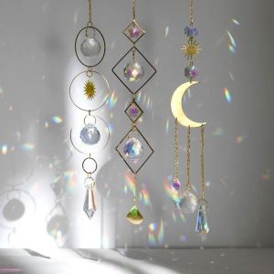 MEVRONISSHOP-Attrape Soleil, 3pcs Attrape-Soleil en Cristal, Perle de Verre Prisme Arc-en-Ciel en Cristal Suspendu Suncatcher Pendentif en Cristals pour fen&ecirc;tre Maison Jardin f&ecirc;te Mariage - Neuf