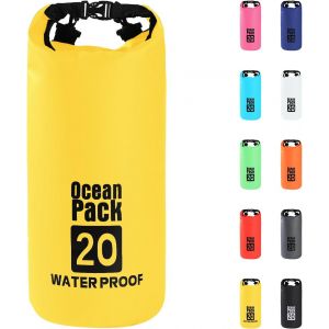Kalanka-20l Sac Étanche Polyvalent, 2l/5l/10l/15l/20l/30l Jaune Waterproof Dry Bag Avec Longue Bandoulière Réglable Sac À Dos Confort Imperméable Pour Bateau/Kayak/Pêche/Rafting/Natation/Camping/Snow - Neuf