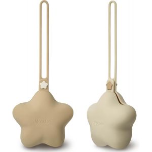 Boite A Tetine,2 Pcs Boite Tetine Bebe En Silicone,Boite &Agrave; Sucette Bebe Imperm&eacute;able,Boite Tetine Bebe Portable,Pochettes Pour Sucettes Sans Bpa(Caf&eacute; Clair/Jaune Sable) - Neuf