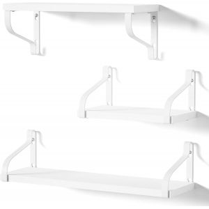 Etag&egrave;res Murales Lot de 3 Etag&egrave;res Flottantes en Bois et Fer Charge Maximal 20 Kg pour Salon Chambre Bureau Salle de Bains ou Cuisine, Noir Carbonis&eacute; - Neuf