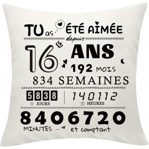 Slep-Cadeau Anniversaire Fille Garçon 16 Ans Anniversaire Housses De Coussin Cadeau Décoratif D'anniversaire Housse De Coussin Decoration Anniversaire 16 Ans Cadeau Pour 16 Ans 45 X 45 Cm - Neuf