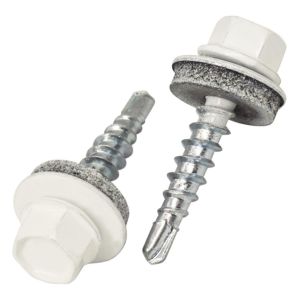 (50 pi&egrave;ces) Vis Toiture, T&ecirc;te Hexagonale, Vis Autoperceuses Peintes 4,8 x 25 mm Avec Rondelles EPDM (Blanc Pur RAL 9010) - Neuf
