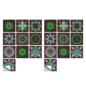 Lot de 10 stickers muraux carreaux motif mandala, imperm&eacute;ables et amovibles, pour cuisine et salle de bain. - Neuf