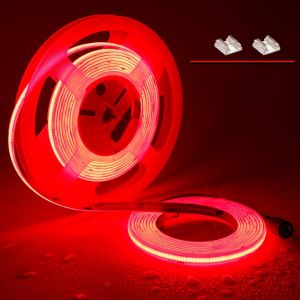 Ruban Led Cob Rouge 24v Étanche Ip65 Haute Densité 5m 480led/M Lumière Néon Rouge Bande Lumineuse Led Super Brillante Souple Découpable Flexible Bande Led Pour Maison Chambre Cuisine - Neuf