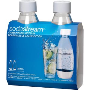 KALANKA-Sodastream Lot de 2 bouteilles de gaz&eacute;ification blanches de 0,5 l pour machines &agrave; soda Source et Genesis &iquest; Dure jusqu'&agrave; 3 ans - Neuf