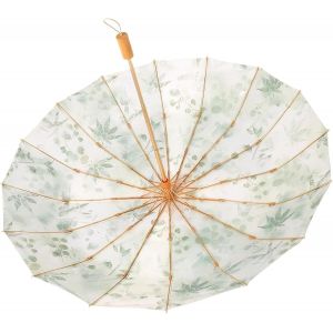 Parasol R&eacute;tro Upf50+ - Protection Uv - Grand Format - 102 Cm - Pour 2 Personnes - Double Os &Eacute;pais - Fibre De Verre - 16 Baleines - Imperm&eacute;able - Coupe-Vent - Poign&eacute;e En Bois - Neuf