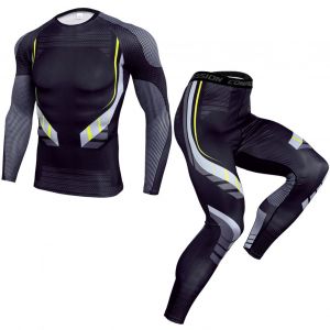 Combinaison De Fitness Moulante Pour Homme, 2 Pieces, Respirante, A Sechage Rapide, Avec Coussinet En Gel, Pour L'entrainement Physique, Tk174, Taille M - Neuf