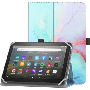 Universal Case For 7-8 Inch Fire Hd 8/Hd 8 Plus Tablet With Adjustable Silicone Fastening Strap Folio Stand And Wrist Strap For 7-8 Inch Samsung Android Tablet-Dblue - Neuf