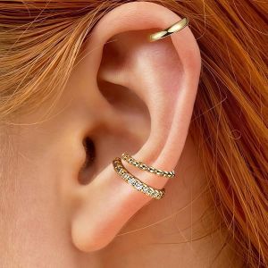 3 Paires Ear Cuff Faux Piercing Au Oreille Pour Femme R&eacute;glables Manchette D'oreille Boucle Oreille Sans Trou Non Piercing Helix Cartilage Clips Oreilles Bague D'oreille Or Femme[Bou9241262] - Neuf