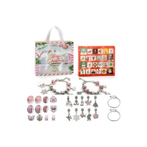 Kit de fabrication de bracelets et colliers &agrave; breloques pour calendrier de l'Avent de No&euml;l de 24 jours - Neuf