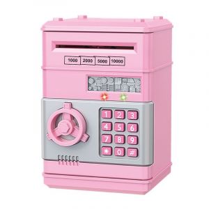 Mini coffre-fort électronique automatique pour pièces de monnaie,tirelire d'économie d'argent,compteur de mot de passe,serrure à clé à code,cadeau pour enfant - Type 7601 Pink - Neuf