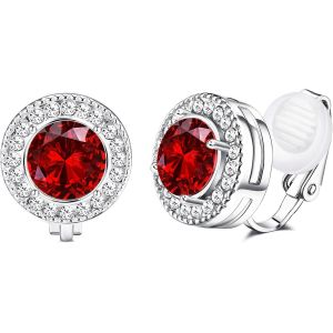 Kal-8mm Zircon Cubique Cristal Clip Sur Boucles D'oreilles Perle Ronde Boucles D'oreilles Non Percées Pour Femmes Cz Coloré Clip Non Piercing Sur Boucles D'oreilles - Neuf