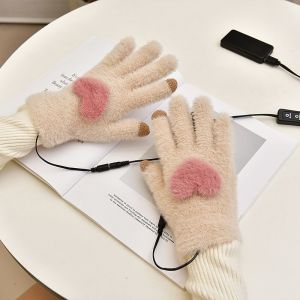 Usb Gants Chauffants Pour Des Femmes Des Hommes (Blanc Cassé), Température Réglable Hiver Chauffé Mitaines, Chauffe-Mains, Machine Tricoter Des Gants Pour L'intérieur À L'extérieur, Cadeau De Noël - Neuf