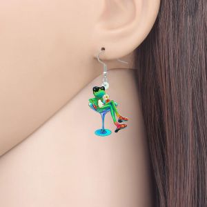 Kal-Acrylique Dessin Animé Grenouille Skateboard Boucles D'oreilles Pendentif Grand Long Bijoux Animaux De Mode Pour Femmes Filles Ados Charms - Neuf
