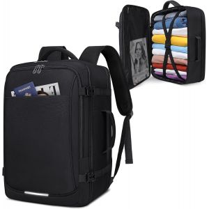 LETNERNY-Sac À Dos Ordinateur Portable Homme 17.3 Pouces Imperméable Sac A Dos Voyage Grande Capacité Sac À Dos Pc Cabine Avion Avec Sac À Chaussures Pour Travail Affaire Scolaire Voyage Noir - Neuf