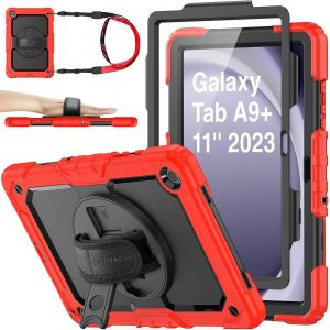 Coque Pour Samsung Galaxy Tab A9 Plus/A9+ 11"" 2023, Coque Intégrale Résistante Aux Chocs Avec Protection D'écran, Dragonne/Support Rotatif À 360°, Bandoulière, Étui Pour Tablette Galaxy - Neuf