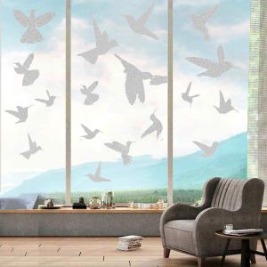 Autocollants anti-collision pour oiseaux, grands autocollants pour fen&ecirc;tre de pr&eacute;vention des impacts d'oiseaux, autocollants anti-oiseaux sur porte en verre, autocollants translucides/poussi&eacute;reux - Neuf