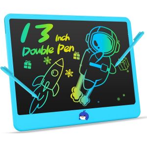 ERYI-Tablette Dessin Enfant À Double Stylet, Ardoise Magique Coloré De 13 Pouces, Tablettes D'Écriture Lcd, Cadeaux D'Anniversaire Et De Noël Jouets Pour Filles Et Garçons De 3 À 8 Ans (Bleu) - Neuf