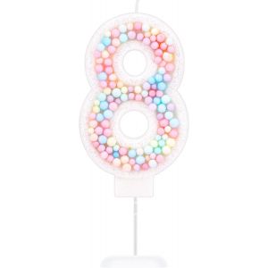 Eryi-Bougies D'anniversaire Numérotées, Jolies Bougies Macarons Couleur Bonbon Bougies D'anniversaire Chiffres Douces Décoration De Gâteau Numéro Pour Filles Fête Prénatale Mariage Anniversaire (8) - Neuf