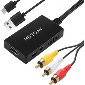 Convertisseur Hdmi Vers Rca Av Vers Hdmi Convertisseur Composite Vers Hdmi Pour Ps2 Ps3 Wii Xbox Vhs Dvd Prend En Charge Pal/Ntsc 1080p Sortie Hdmi Vers Av Convertisseur Avec C&acirc;ble Rca[Z383] - Neuf
