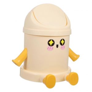 Mini Bureau Corbeille Avec Couvercle, En Plastique Léger, Beige Swing, De Cuisine Et De Bureau De Bureau Bin - Neuf