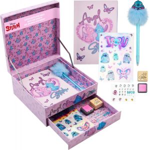 Stitch Coffret Journal Intime Fille &Agrave; Personnaliser Carnet Fille 60 Pages Stylos Stickers Kit Scrapbooking Loisirs Cr&eacute;atifs Cadeau Enfant (Rose Stitch) - Neuf