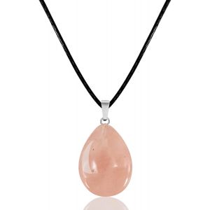 Kal-- Collier Pour Femme Avec Pendentif En Pierre Naturelle - Collier En Pierre Naturelle En Forme De Goutte Avec Cordon En Cuir - Neuf