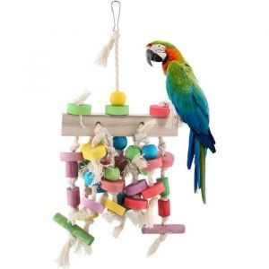 Perroquet Jouet Balançoire Échelle Suspendue Couleur Vive Jouet À Mâcher, Jouet À Mâcher En Bois, Pour Oiseaux De Compagnie - Neuf