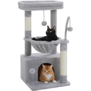 Arbre ¿¿ Chat D'int¿¿Rieur Avec Niche Super Grande, Tour ¿¿ Chat Avec Griffoir, Grand Hamac, Boule Suspendue Et Perchoir Sup¿¿Rieur, 79 Cm - Gris - Neuf