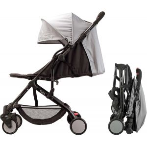 Asfasfq-Bambisol Poussette Canne Compacte Yuko² | Dès La Naissance - 22kg, Pliage 1 Main, Repose-Jambe Réglable, Sac | Noir Gris - Neuf