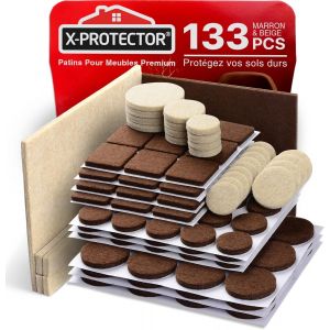 133 Pcs Patins En Feutre Auto-Adh&eacute;sifs - Patins Pour Meubles Marron Et Beige - Patin Meuble - Patin Feutre Autocollant - Patins Glisseurs Pour Meubles - Prot&eacute;gez Vos Sols! - Neuf