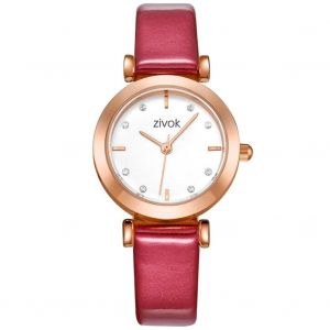 Zivok Femmes Mode Strass Pu Pochoir Sangle Analogique Quartz Montre-Bracelet (Rose + Blanc + Rouge Pu) - Neuf