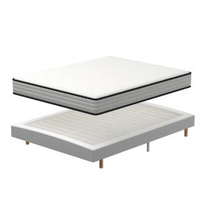 Ensemble 160x200 cm Matelas en Mousse+ Lit Sommier Tapissier D&eacute;co, Epaisseur du Matelas 22cm - Neuf