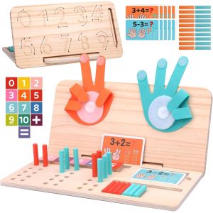 ERYI-Jouet Montessori Mathématiques, Blocs Chiffres, Bâtonnets Comptage Et Comptage Avec Les Doigts, Jouet Éducatif Préscolaire Stem Sensoriel, Cadeau Anniversaire Garçons Filles Tout-Petits 2 3 4 5 - Neuf