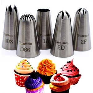 5 Grandes Douilles À Glaçage Pour La Décoration De Gâteaux Et De Cupcakes - Neuf