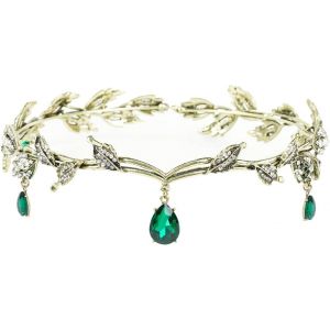 Nbgcm-Diadème De Mariage En Strass Feuille, Diadème De Princesse Elfe, Cristal Diadème Couronne, Diadème Des Elfes, Diadème De Déesse, Strass Cristal Diadème Pour Mariée Demoiselle D'honneur - Neuf