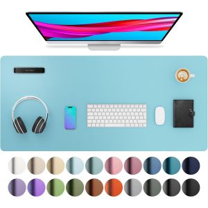 Sous-Main, Tapis De Bureau En Cuir Pu, Tapis De Souris, Protection De Bureau Antidérapante, Bloc-Notes De Bureau Étanche Pour Le Bureau Et La Maison (91X43Cm,Topaze Bleu¿ - Neuf