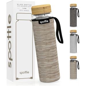 Bouteille &Agrave; Th&eacute; En Verre Avec Infuseur En Acier Inoxydable - Verre Borosilicate Double Paroi, Bouteille &Agrave; Infusion &Agrave; Froid Avec Housse En N&eacute;opr&egrave;ne, Lavable Au Lave-Vaisselle, 1l - Neuf