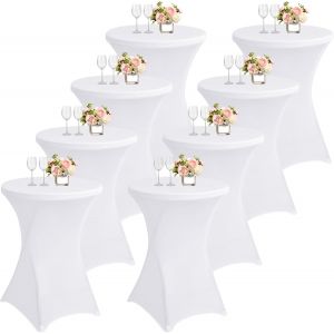 Mevronisshop-Lot De 8 Housses De Table Debout Extensibles En Élasthanne, 80 Cm, Pour Table Ronde, Mariage, Fête D'anniversaire, Banquet, Bar, Comptoir - Neuf