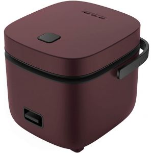 Ulteronixshop-Cuiseur &agrave; riz individuel de 1,2 l, avec rev&ecirc;tement antiadh&eacute;sif,panier vapeur en acier inoxydable,cuill&egrave;res doseuses et commande &agrave; touche unique.Id&eacute;al pour une ou deux personnes (Marron) - Neuf