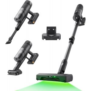 VornixorSarlshopH60 Ultra Aspirateur Balai sans Fil, 210AW, 90Min d&iquest;Autonomie, Tube Pliable &agrave; 180&deg;, Lumi&egrave;re Verte &agrave; 140&deg;, Filtration 99,95%, Brosse Anti-Emm&ecirc;lement pour Tapis, Sols Durs et Poils d&iquest;An - Neuf