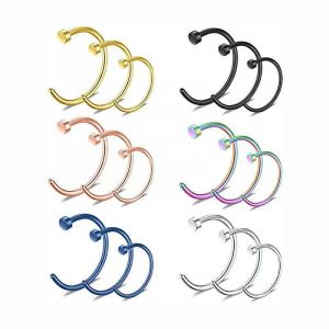 Lot De 18 Anneaux De Nez 6 Mm/8 Mm/10 Mm, Piercing Pour Le Nez, La Lèvre, Le Septum, Faux Piercing Corporel - Neuf