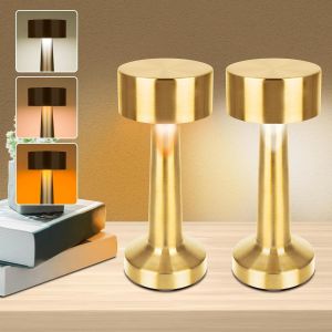 Eryi-Lampe De Table Dorée, Tactile À Intensité Variable, Dorée, Rechargeable Par Usb, Lampe De Table Sans Fil À Led Dorée, Décoration, 3 Niveaux D'intensité - Neuf