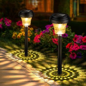 Kalanka-Lampe Solaire Exterieur Jardin 2 Pièces, Lumiere Solaire Exterieur Avec Lumière Chaude Et 7 Couleurs Rvb, Ip65 Étanche Eclairage Exterieur Solaire Pour Chemins, Decoration Jardin Exterieur - Neuf